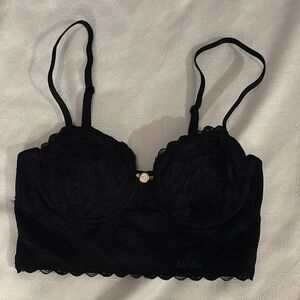 black lace corset top with rosette size 34B